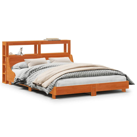 vidaXL Bed Frame without Mattress Wax Brown 150x200 cm King Size Solid Wood Pine