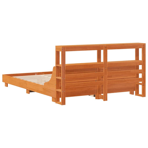 vidaXL Bed Frame without Mattress Wax Brown 150x200 cm King Size Solid Wood Pine