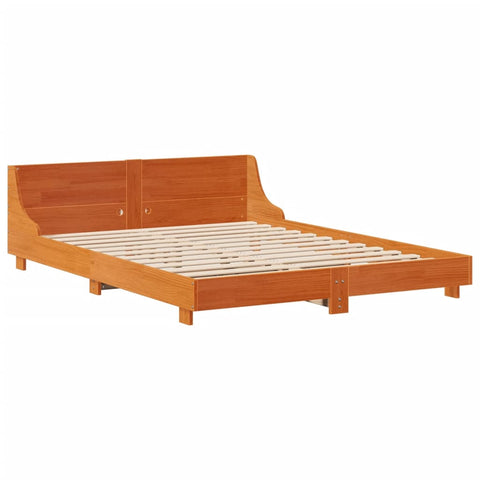 vidaXL Bed Frame without Mattress Wax Brown 150x200 cm King Size Solid Wood Pine
