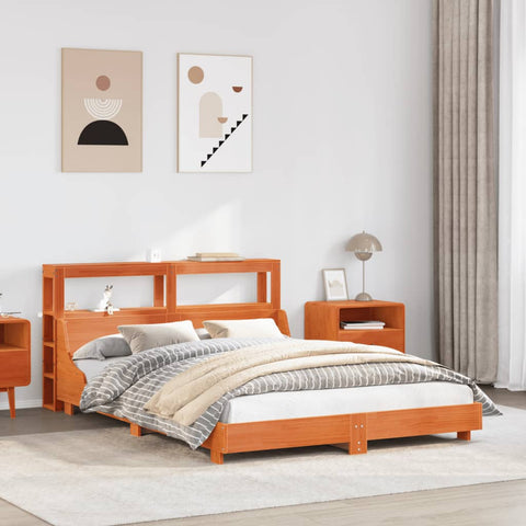 vidaXL Bed Frame without Mattress Wax Brown 150x200 cm King Size Solid Wood Pine