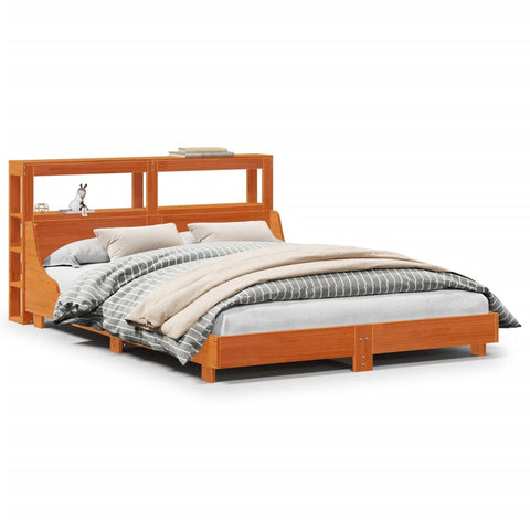 vidaXL Bed Frame without Mattress Wax Brown 140x190 cm Solid Wood Pine
