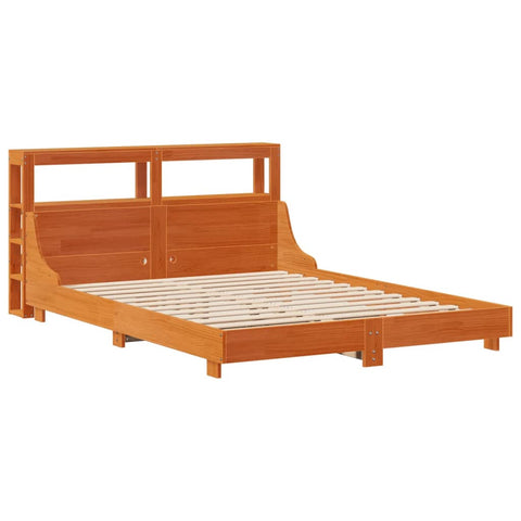 vidaXL Bed Frame without Mattress Wax Brown 140x190 cm Solid Wood Pine