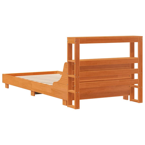 vidaXL Bed Frame without Mattress Wax Brown 90x190 cm Single Solid Wood Pine