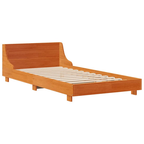 vidaXL Bed Frame without Mattress Wax Brown 90x190 cm Single Solid Wood Pine