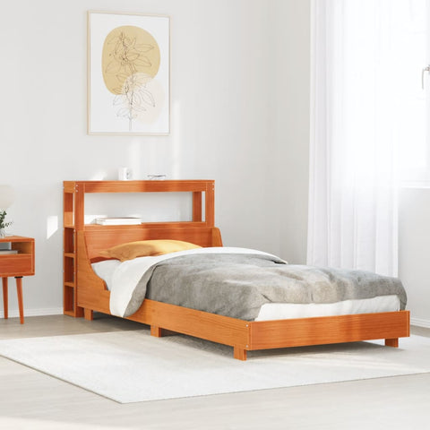 vidaXL Bed Frame without Mattress Wax Brown 90x190 cm Single Solid Wood Pine