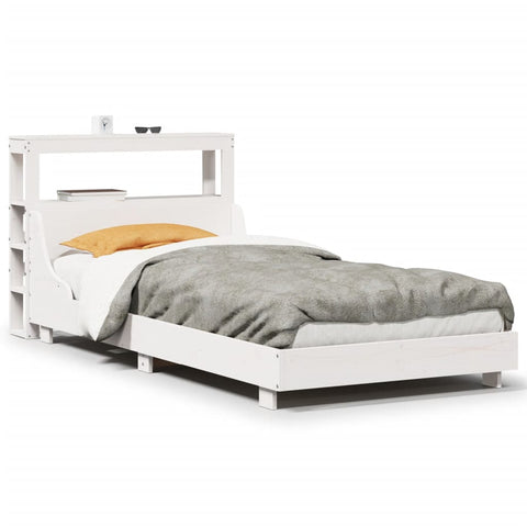 vidaXL Bed Frame without Mattress White 75x190 cm Small Single Solid Wood Pine