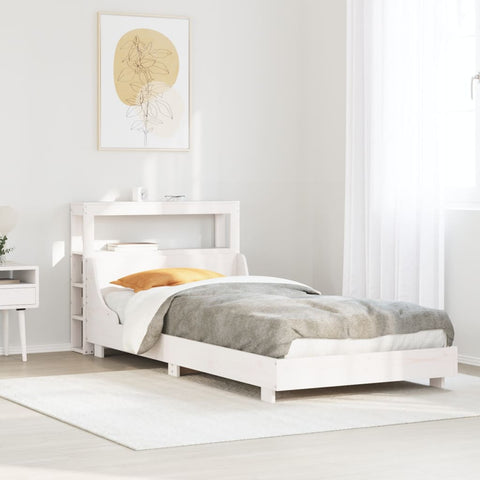 vidaXL Bed Frame without Mattress White 75x190 cm Small Single Solid Wood Pine