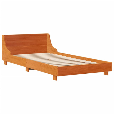 vidaXL Bed Frame without Mattress Wax Brown 75x190 cm Small Single Solid Wood Pine