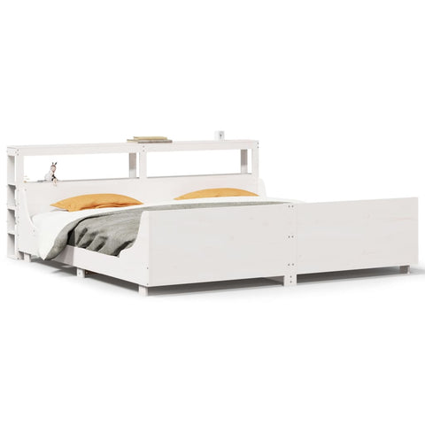 vidaXL Bed Frame without Mattress White 200x200 cm Solid Wood Pine