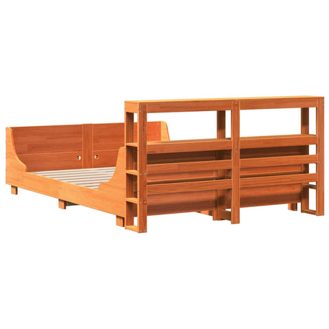vidaXL Bed Frame without Mattress Wax Brown 150x200 cm King Size Solid Wood Pine