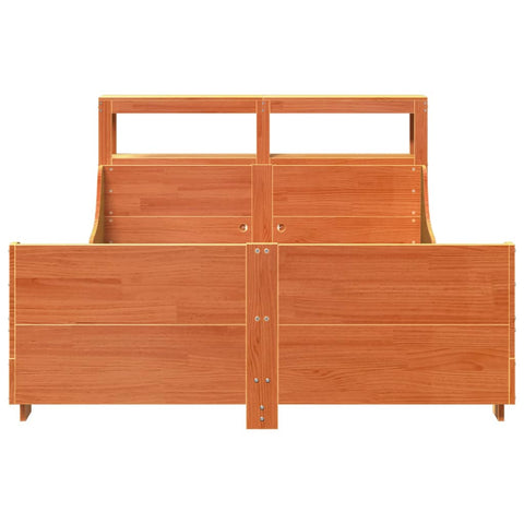 vidaXL Bed Frame without Mattress Wax Brown 135x190 cm Double Solid Wood Pine