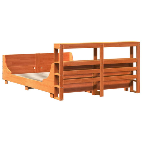 vidaXL Bed Frame without Mattress Wax Brown 135x190 cm Double Solid Wood Pine