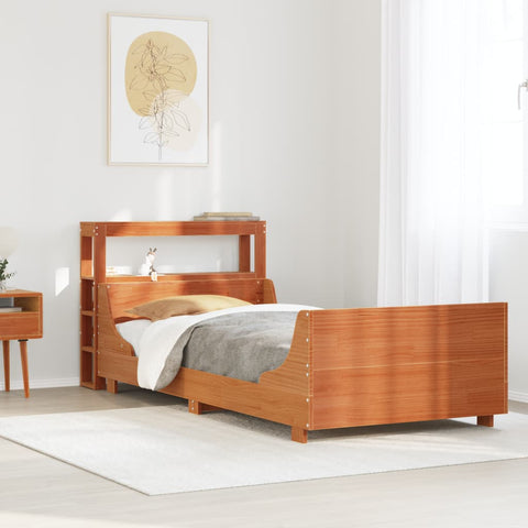 vidaXL Bed Frame without Mattress Wax Brown 90x190 cm Single Solid Wood Pine