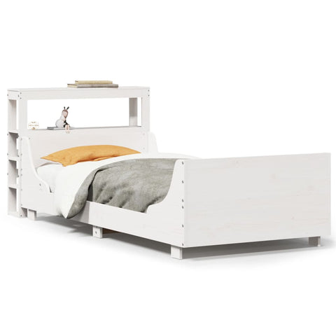 vidaXL Bed Frame without Mattress White 75x190 cm Small Single Solid Wood Pine