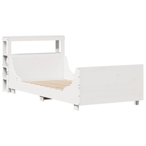 vidaXL Bed Frame without Mattress White 75x190 cm Small Single Solid Wood Pine