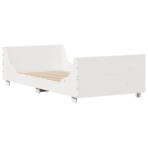 vidaXL Bed Frame without Mattress White 75x190 cm Small Single Solid Wood Pine