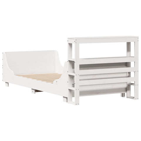 vidaXL Bed Frame without Mattress White 75x190 cm Small Single Solid Wood Pine