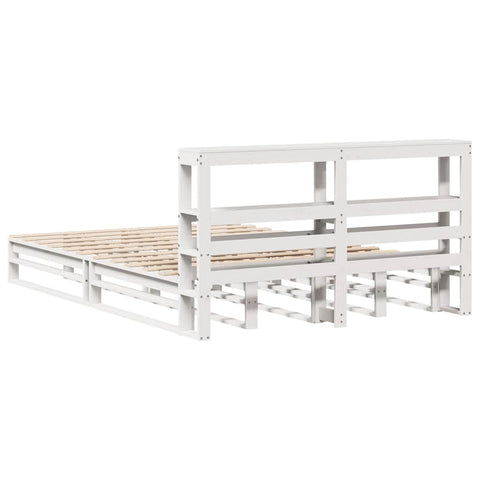 vidaXL Bed Frame without Mattress White 150x200 cm King Size Solid Wood Pine
