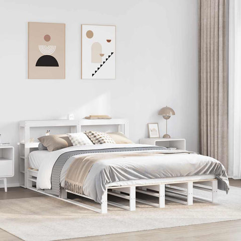 vidaXL Bed Frame without Mattress White 150x200 cm King Size Solid Wood Pine