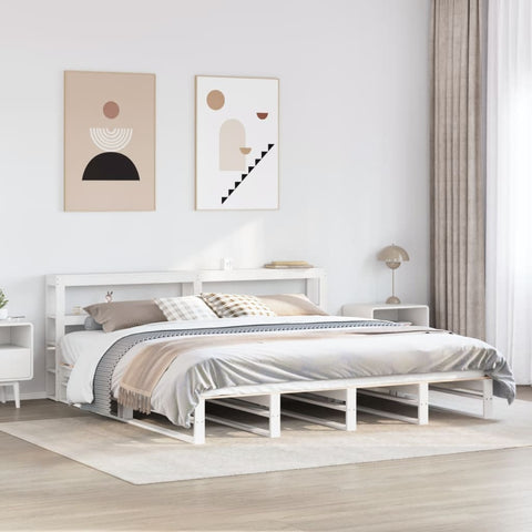 vidaXL Bed Frame without Mattress White 180x200 cm Super King Solid Wood Pine