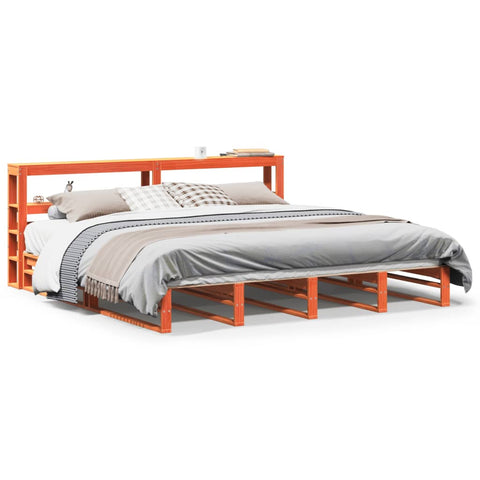 vidaXL Bed Frame without Mattress Wax Brown 180x200 cm Super King Solid Wood Pine