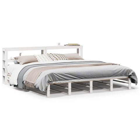 vidaXL Bed Frame without Mattress White 200x200 cm Solid Wood Pine
