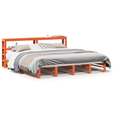 vidaXL Bed Frame without Mattress Wax Brown 200x200 cm Solid Wood Pine