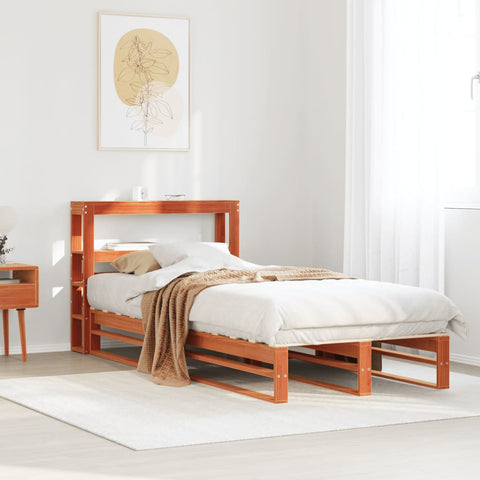 vidaXL Bed Frame without Mattress Wax Brown 90x190 cm Single Solid Wood Pine