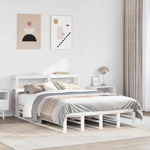 vidaXL Bed Frame without Mattress White 140x190 cm Solid Wood Pine