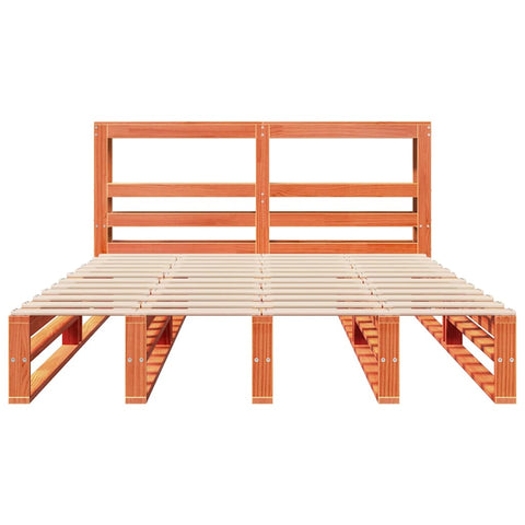 vidaXL Bed Frame without Mattress Wax Brown 140x190 cm Solid Wood Pine
