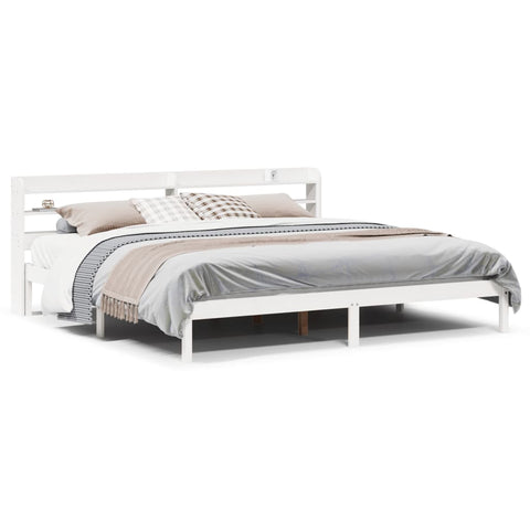 vidaXL Bed Frame without Mattress White 200x200 cm Solid Wood Pine