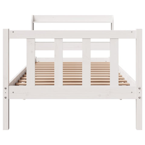 vidaXL Bed Frame without Mattress White 75x190 cm Small Single Solid Wood Pine