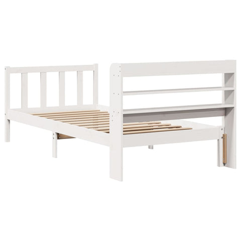vidaXL Bed Frame without Mattress White 75x190 cm Small Single Solid Wood Pine