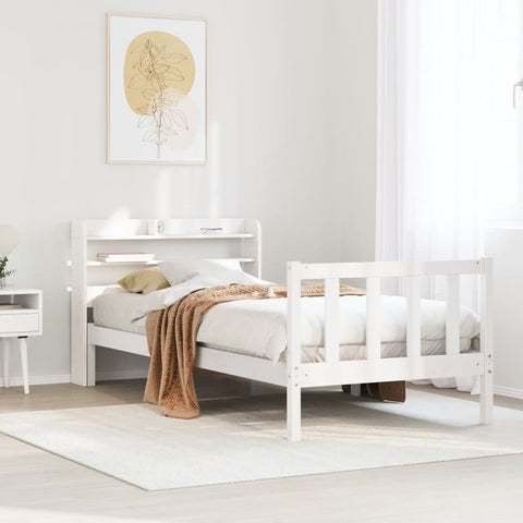 vidaXL Bed Frame without Mattress White 75x190 cm Small Single Solid Wood Pine