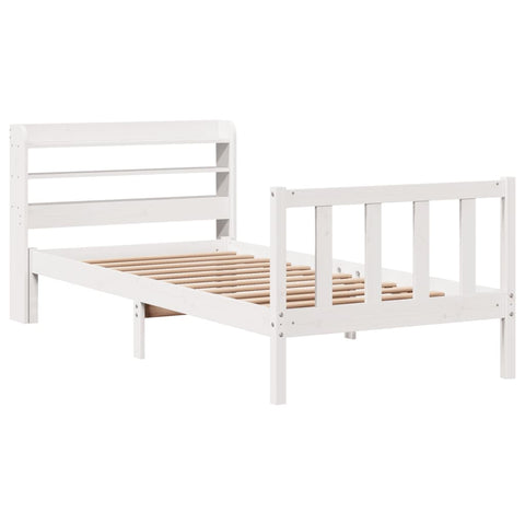 vidaXL Bed Frame without Mattress White 90x190 cm Single Solid Wood Pine