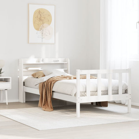 vidaXL Bed Frame without Mattress White 90x190 cm Single Solid Wood Pine