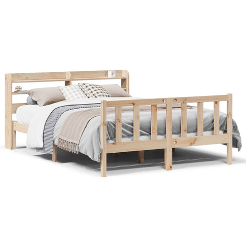vidaXL Bed Frame without Mattress 135x190 cm Double Solid Wood Pine