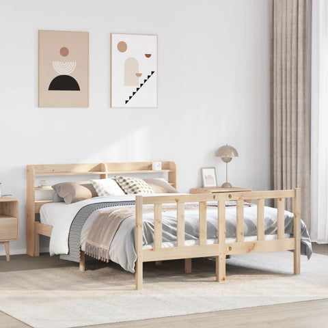 vidaXL Bed Frame without Mattress 135x190 cm Double Solid Wood Pine