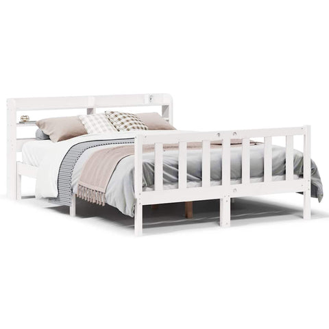 vidaXL Bed Frame without Mattress White 140x190 cm Solid Wood Pine