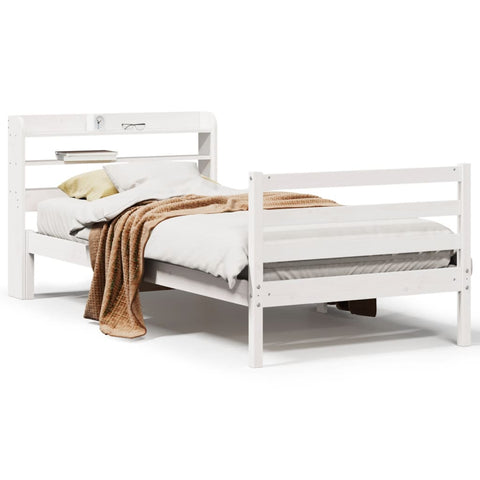 vidaXL Bed Frame with Headboard without Mattress White 90x190 cm Single
