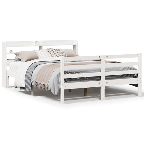 vidaXL Bed Frame with Headboard without Mattress White 120x190 cm Small Double