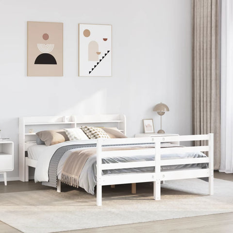 vidaXL Bed Frame with Headboard without Mattress White 120x190 cm Small Double