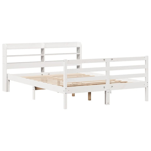 vidaXL Bed Frame with Headboard without Mattress White 135x190 cm Double