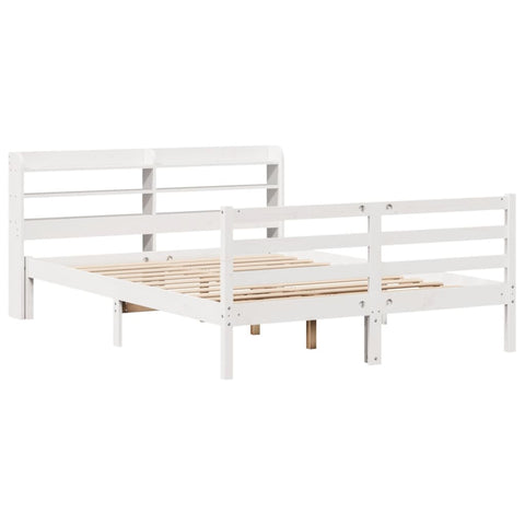 vidaXL Bed Frame with Headboard without Mattress White 140x190 cm