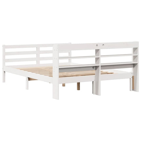 vidaXL Bed Frame with Headboard without Mattress White 140x190 cm