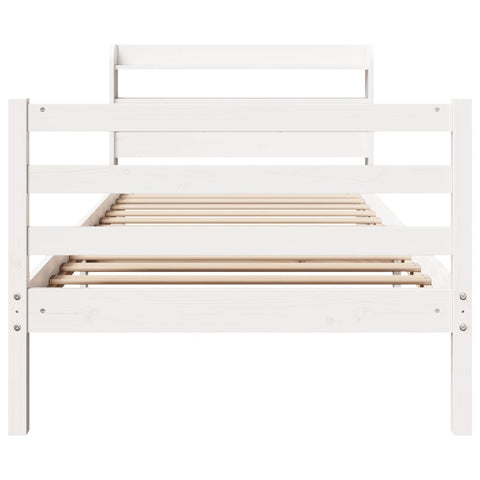 vidaXL Bed Frame with Headboard without Mattress White 100x200 cm