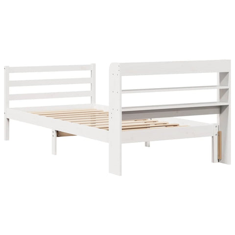 vidaXL Bed Frame with Headboard without Mattress White 100x200 cm