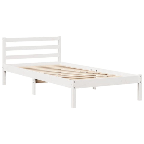 vidaXL Bed Frame with Headboard without Mattress White 100x200 cm