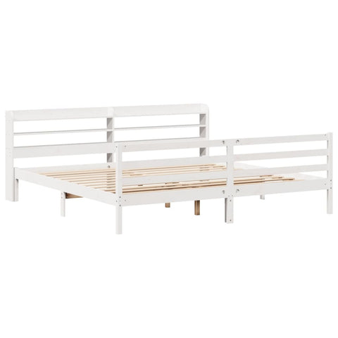 vidaXL Bed Frame with Headboard without Mattress White 180x200 cm Super King