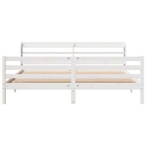 vidaXL Bed Frame with Headboard without Mattress White 180x200 cm Super King